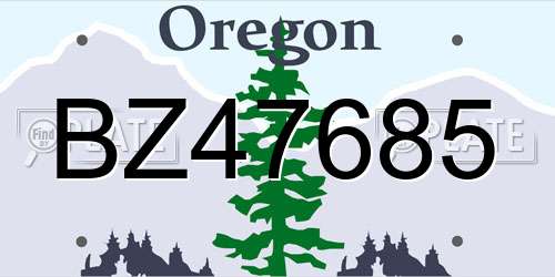 BZ47685 Oregon License Plate