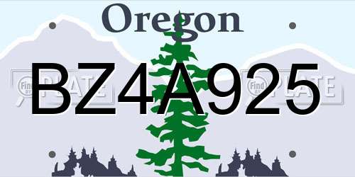 BZ4A925 Oregon License Plate