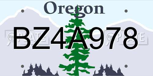 BZ4A978 Oregon License Plate