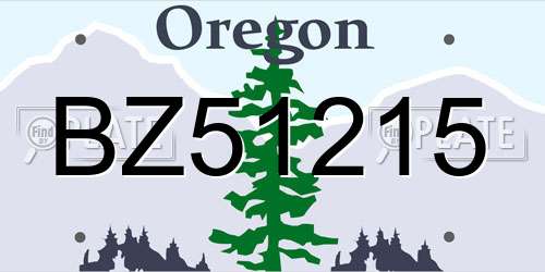 BZ51215 Oregon License Plate