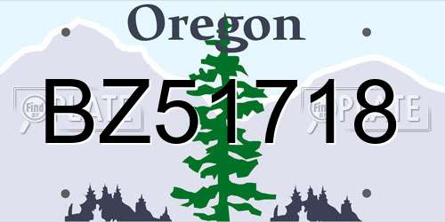 BZ51718 Oregon License Plate