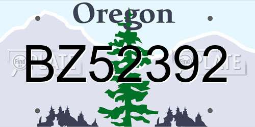 BZ52392 Oregon License Plate