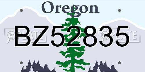 BZ52835 Oregon License Plate