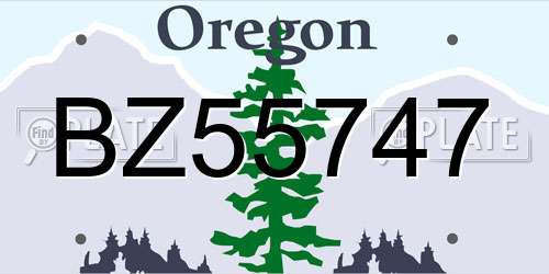 BZ55747 Oregon License Plate