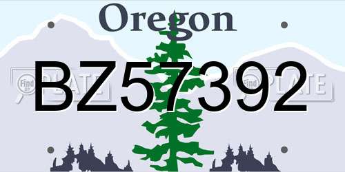 BZ57392 Oregon License Plate