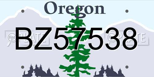 BZ57538 Oregon License Plate