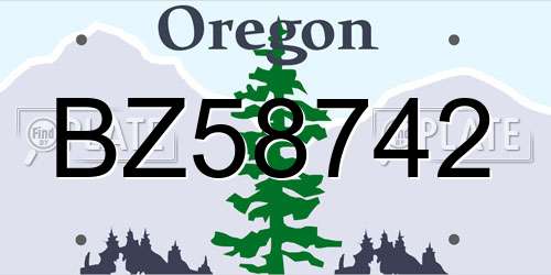 BZ58742 Oregon License Plate