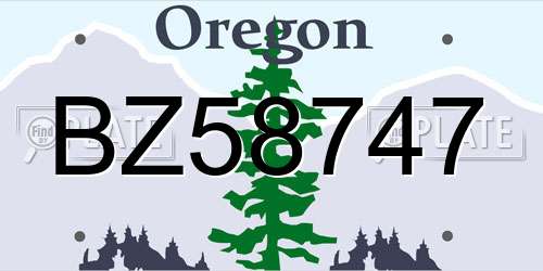 BZ58747 Oregon License Plate