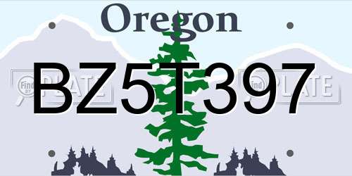 BZ5T397 Oregon License Plate