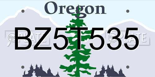BZ5T535 Oregon License Plate