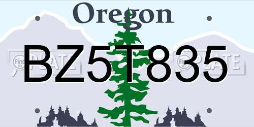 BZ5T835 Oregon License Plate