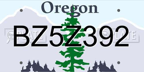 BZ5Z392 Oregon License Plate