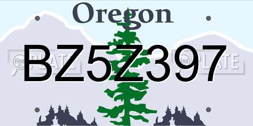 BZ5Z397 Oregon License Plate