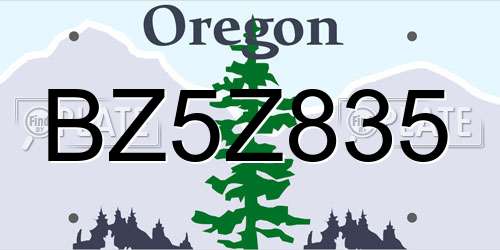 BZ5Z835 Oregon License Plate