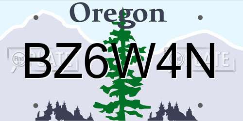 BZ6W4N Oregon License Plate
