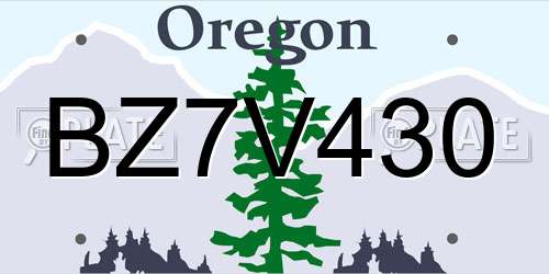 BZ7V430 Oregon License Plate