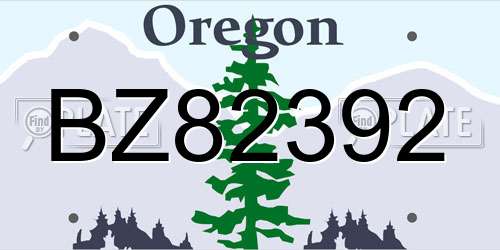 BZ82392 Oregon License Plate