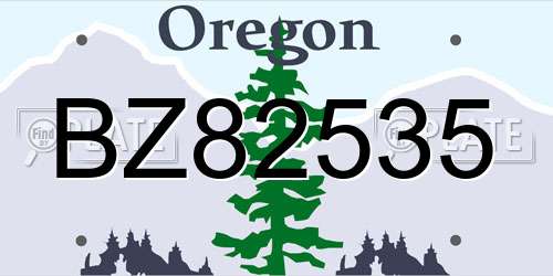 BZ82535 Oregon License Plate