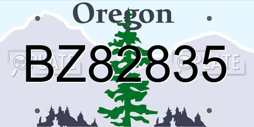 BZ82835 Oregon License Plate