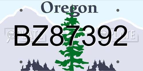 BZ87392 Oregon License Plate