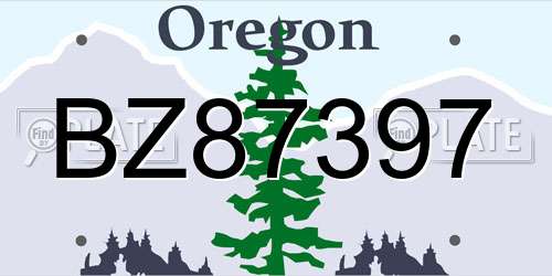 BZ87397 Oregon License Plate