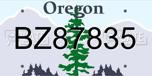 BZ87835 Oregon License Plate