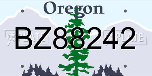 BZ88242 Oregon License Plate