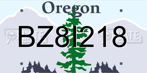 BZ8I218 Oregon License Plate