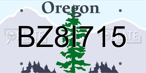 BZ8I715 Oregon License Plate