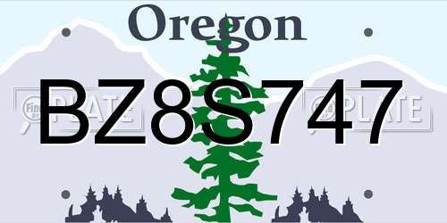 BZ8S747 Oregon License Plate