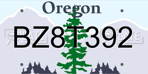 BZ8T392 Oregon License Plate