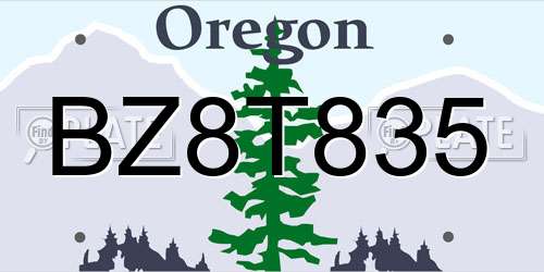 BZ8T835 Oregon License Plate