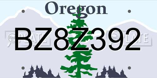 BZ8Z392 Oregon License Plate