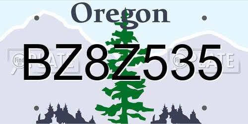 BZ8Z535 Oregon License Plate