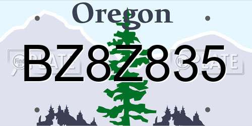 BZ8Z835 Oregon License Plate