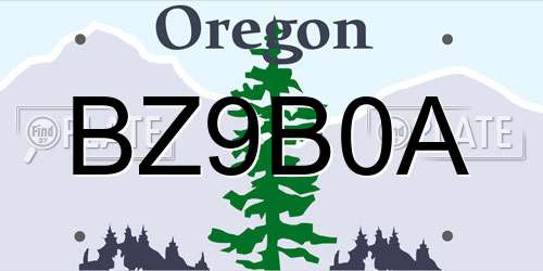 BZ9B0A Oregon License Plate