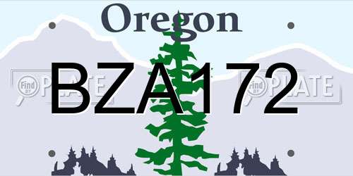 BZA172 Oregon License Plate