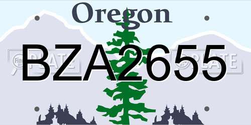 BZA2655 Oregon License Plate