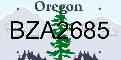 BZA2685 Oregon License Plate