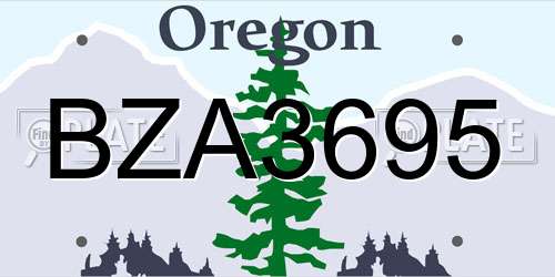 BZA3695 Oregon License Plate