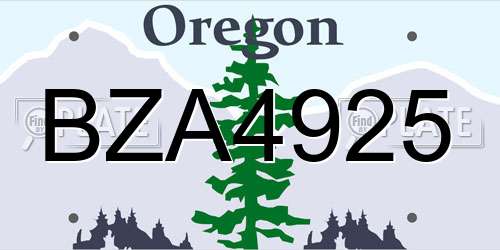 BZA4925 Oregon License Plate