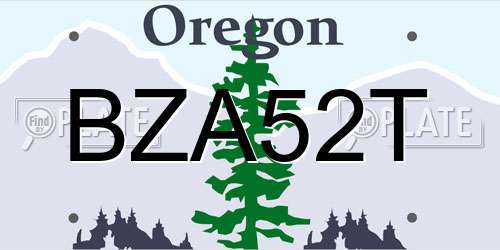 BZA52T Oregon License Plate