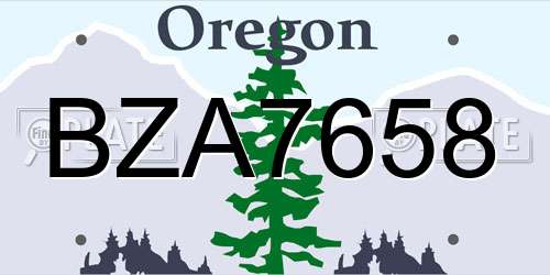 BZA7658 Oregon License Plate