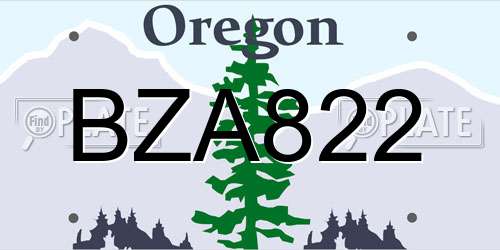 BZA822 Oregon License Plate