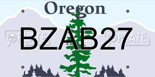 BZAB27 Oregon License Plate