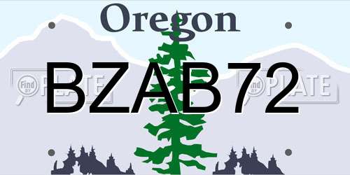 BZAB72 Oregon License Plate