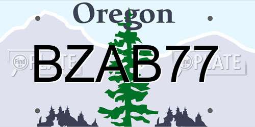BZAB77 Oregon License Plate