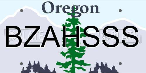 BZAHSSS Oregon License Plate