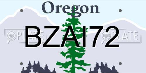 BZAI72 Oregon License Plate