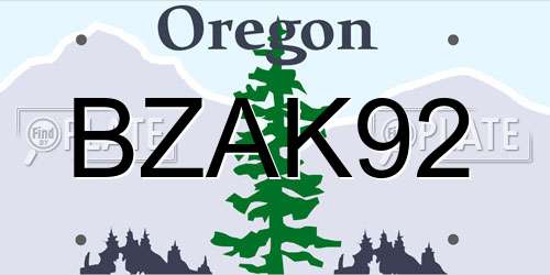 BZAK92 Oregon License Plate